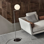 FLOS Ic F1 floor lamp, chrome/white, glass, steel, G9