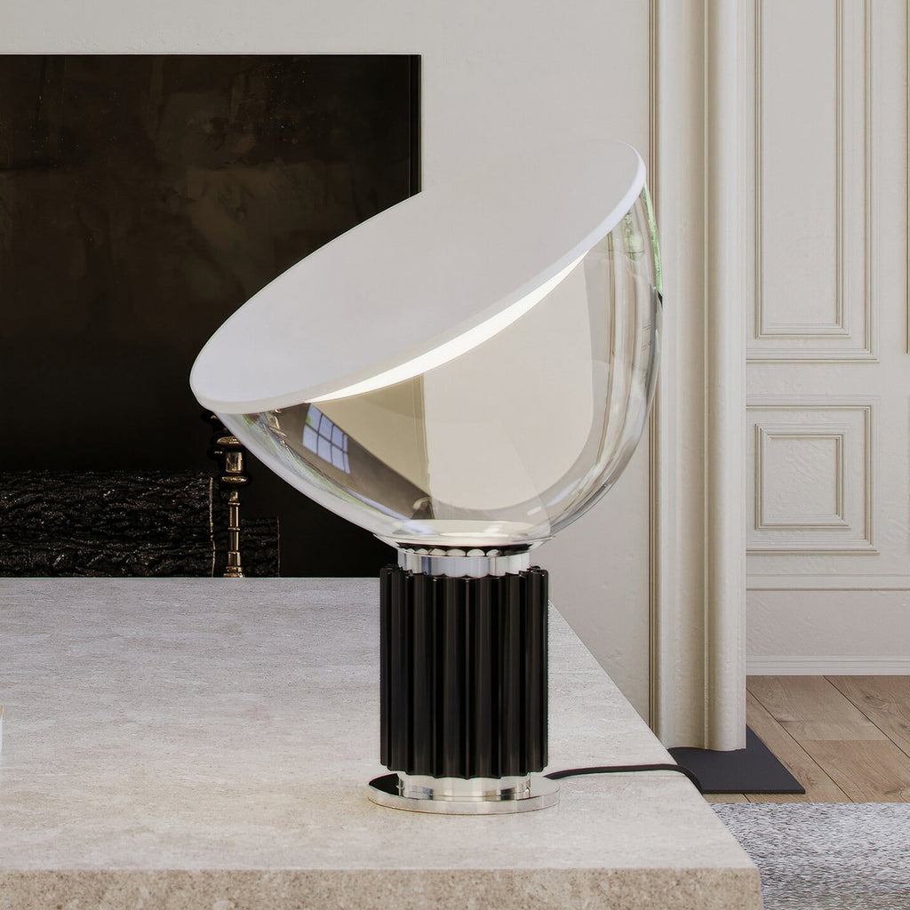 FLOS Taccia LED table lamp, black, aluminium, glass, 2700 K