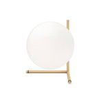 FLOS Ic T2 table lamp, brass/white, glass, height 35 cm, E26