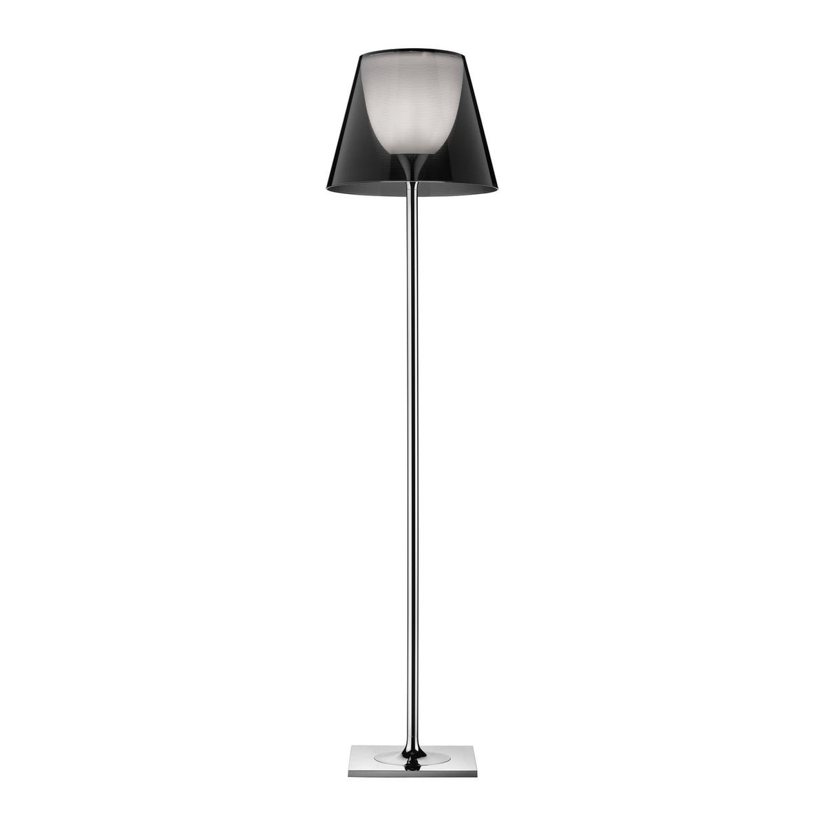 FLOS Ktribe F2 floor lamp, chrome/smoke, aluminium, plastic, E26