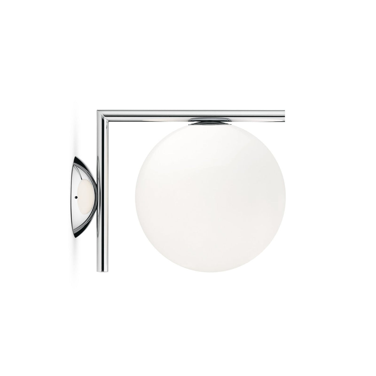 FLOS Ic C/W1 wall light, chrome/white, glass, steel, G9