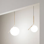 FLOS Ic S2 pendant light, brass/white, glass, steel, E26