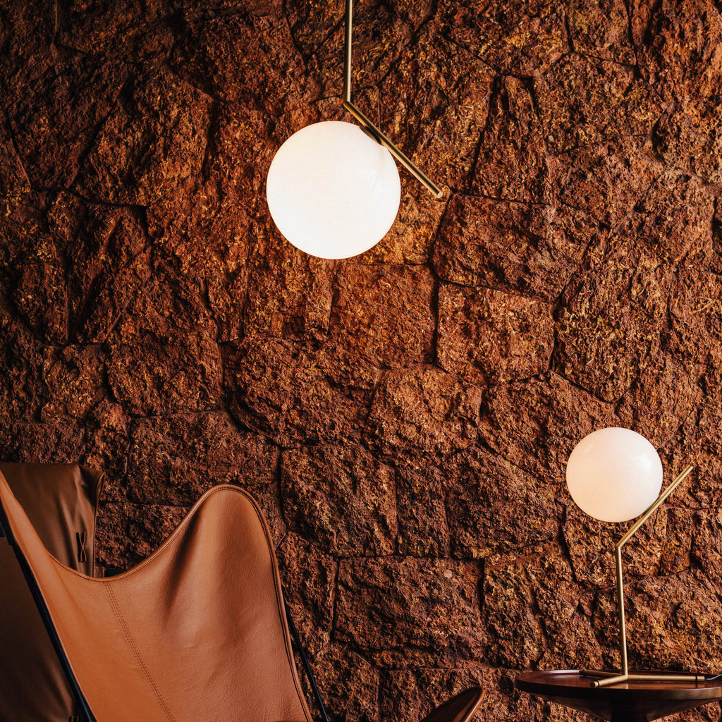 FLOS Ic S2 pendant light, brass/white, glass, steel, E26