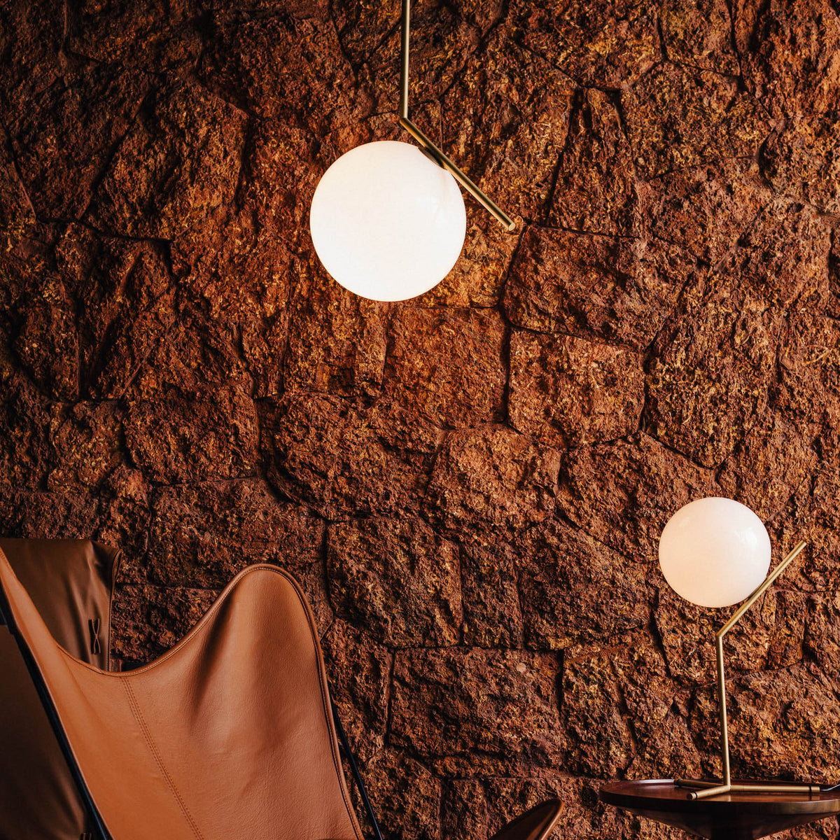 FLOS Ic S2 pendant light, brass/white, glass, steel, E26