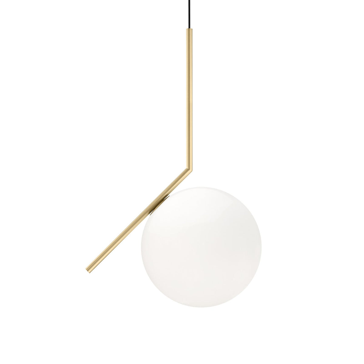 FLOS Ic S2 pendant light, brass/white, glass, steel, E26