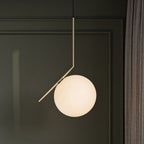 FLOS Ic S2 pendant light, brass/white, glass, steel, E26