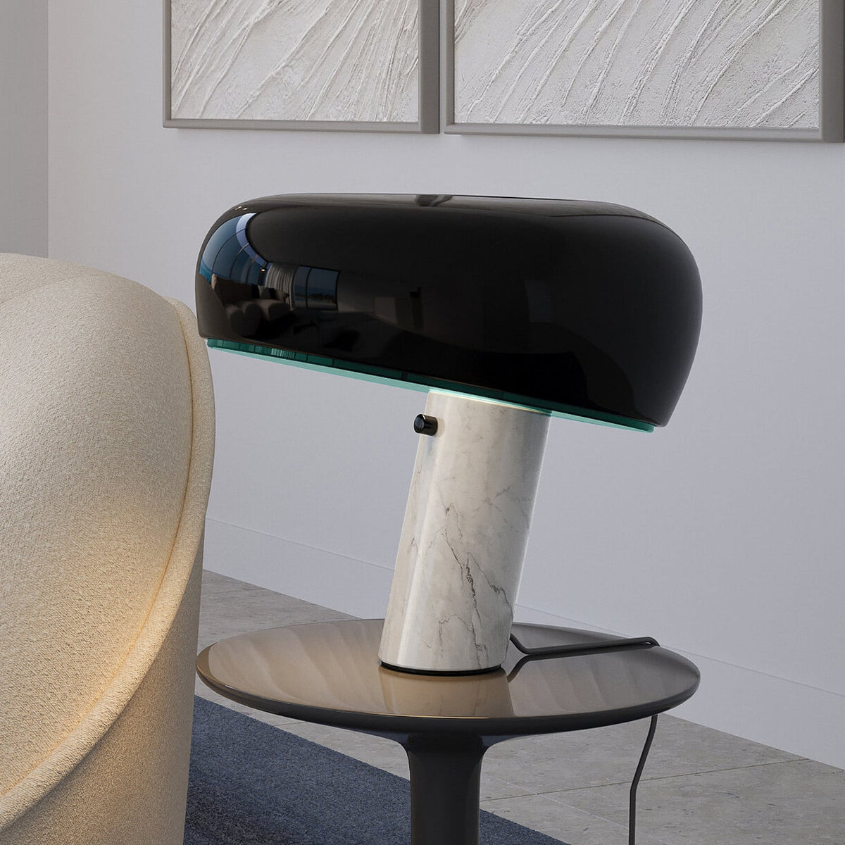 FLOS Snoopy table lamp, black, glass, aluminium, height 36.9 cm