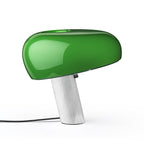 FLOS Snoopy table lamp, green, glass, aluminium, height 36.9 cm