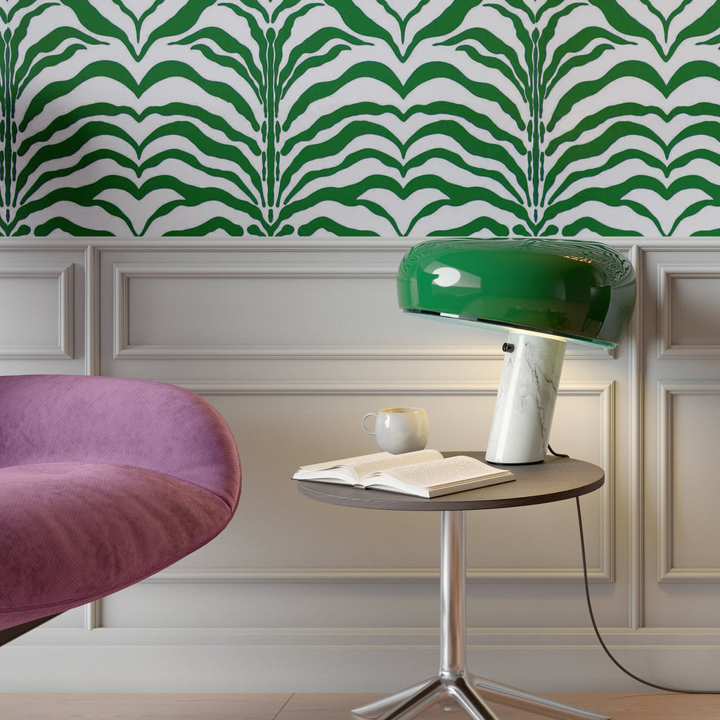 FLOS Snoopy table lamp, green, glass, aluminium, height 36.9 cm