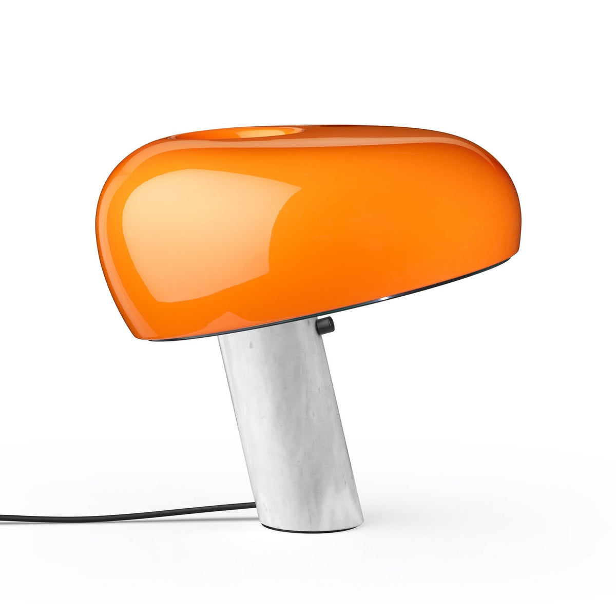 FLOS Snoopy table lamp, orange, glass, aluminium, height 36.9 cm