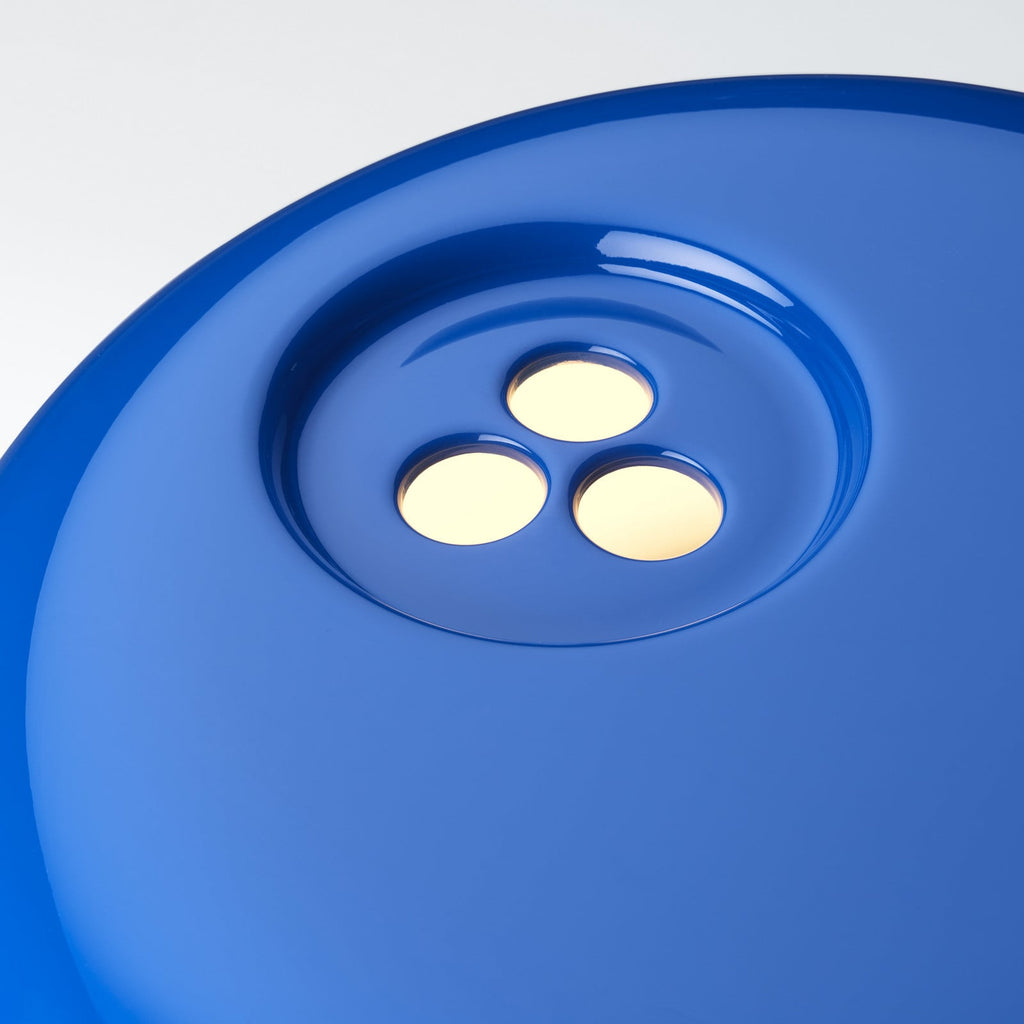FLOS Snoopy table lamp, blue, glass, aluminium, height 36.9 cm