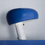 FLOS Snoopy table lamp, blue, glass, aluminium, height 36.9 cm