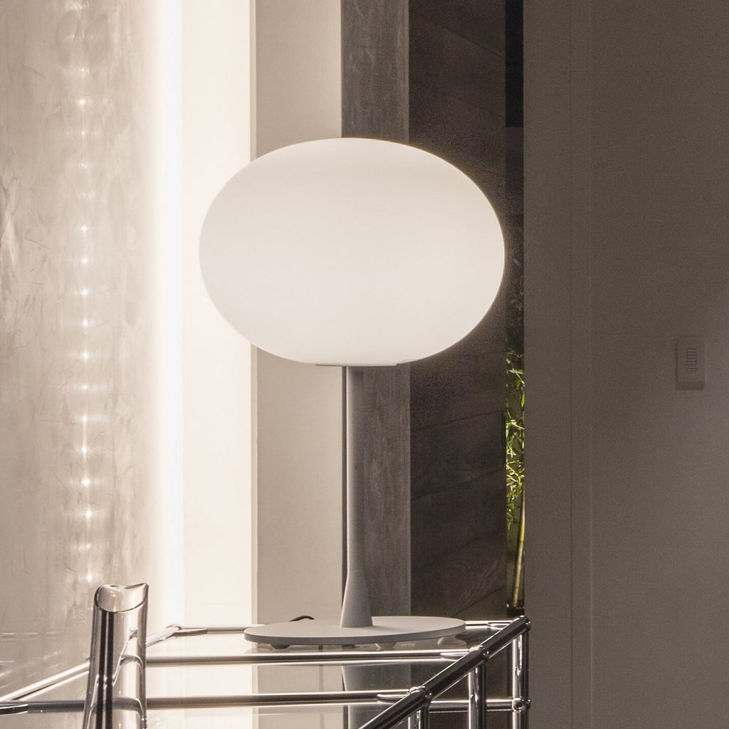 FLOS Glo-Ball T1 table lamp, silver/white, E26, height 60 cm