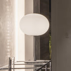 FLOS Glo-Ball T1 table lamp, silver/white, E26, height 60 cm