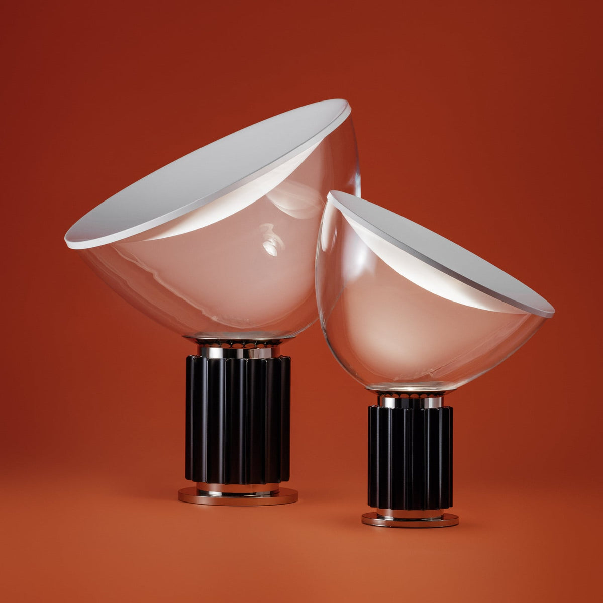 FLOS Taccia small LED table lamp, black, aluminium, glass, 2700 K