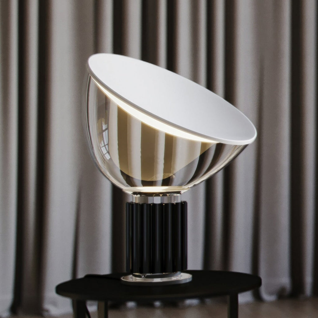 FLOS Taccia small LED table lamp, black, aluminium, glass, 2700 K