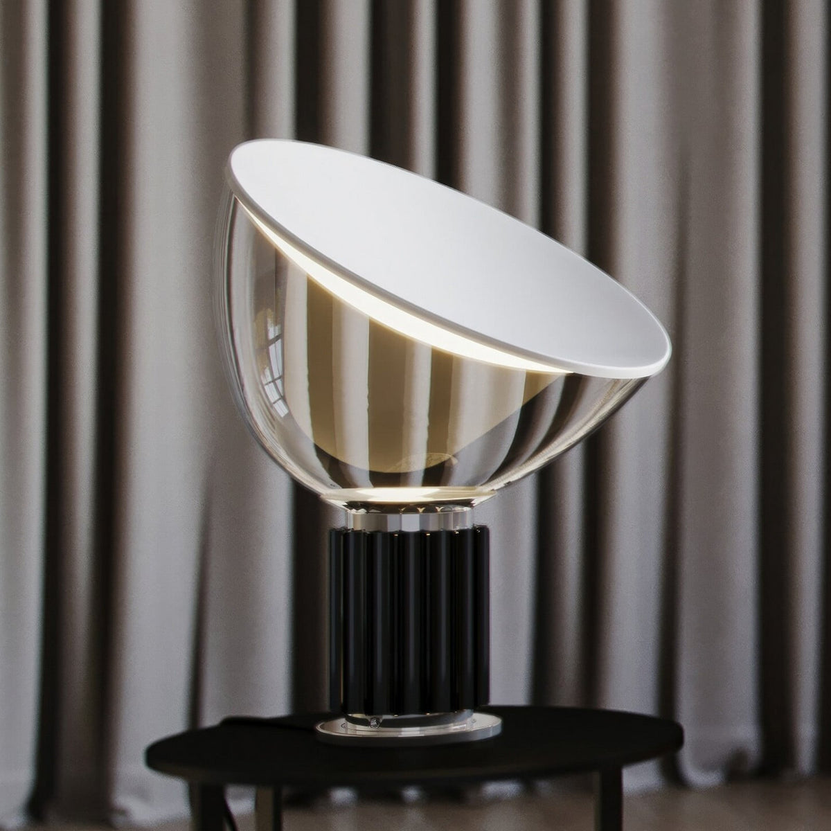 FLOS Taccia small LED table lamp, black, aluminium, glass, 2700 K