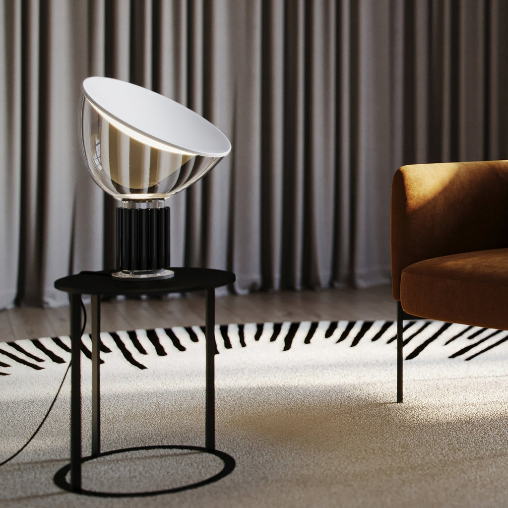 FLOS Taccia small LED table lamp, black, aluminium, glass, 2700 K