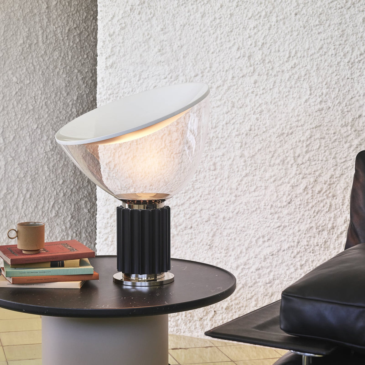 FLOS Taccia small LED table lamp, black, aluminium, glass, 2700 K