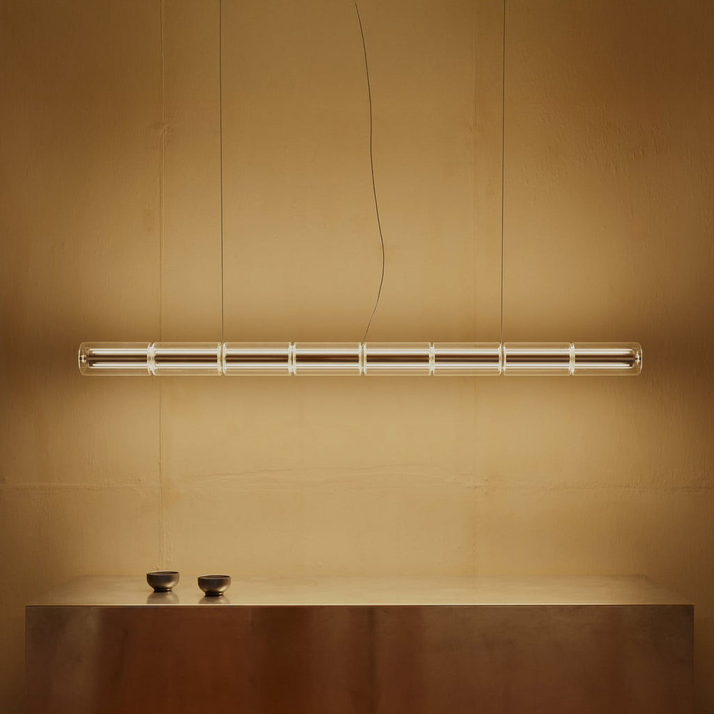 FLOS Luce Cilindrica LED pendant light, glass, 2,700 K