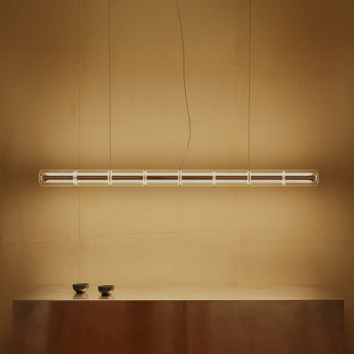 FLOS Luce Cilindrica LED pendant light, glass, 2,700 K