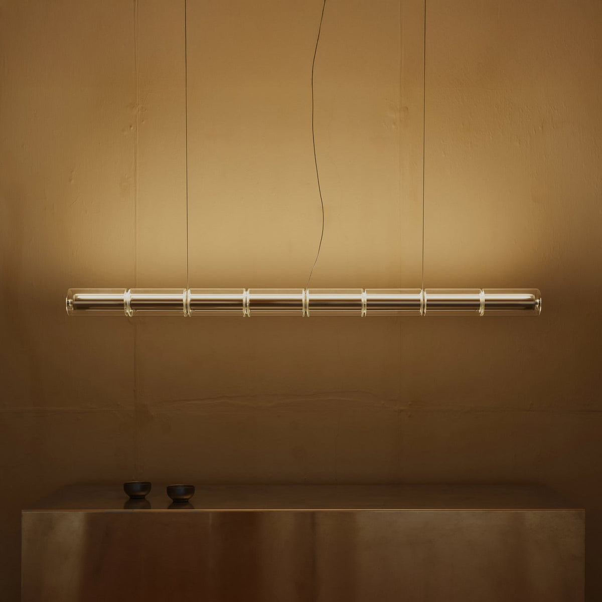 FLOS Luce Cilindrica LED pendant light, glass, 2,700 K