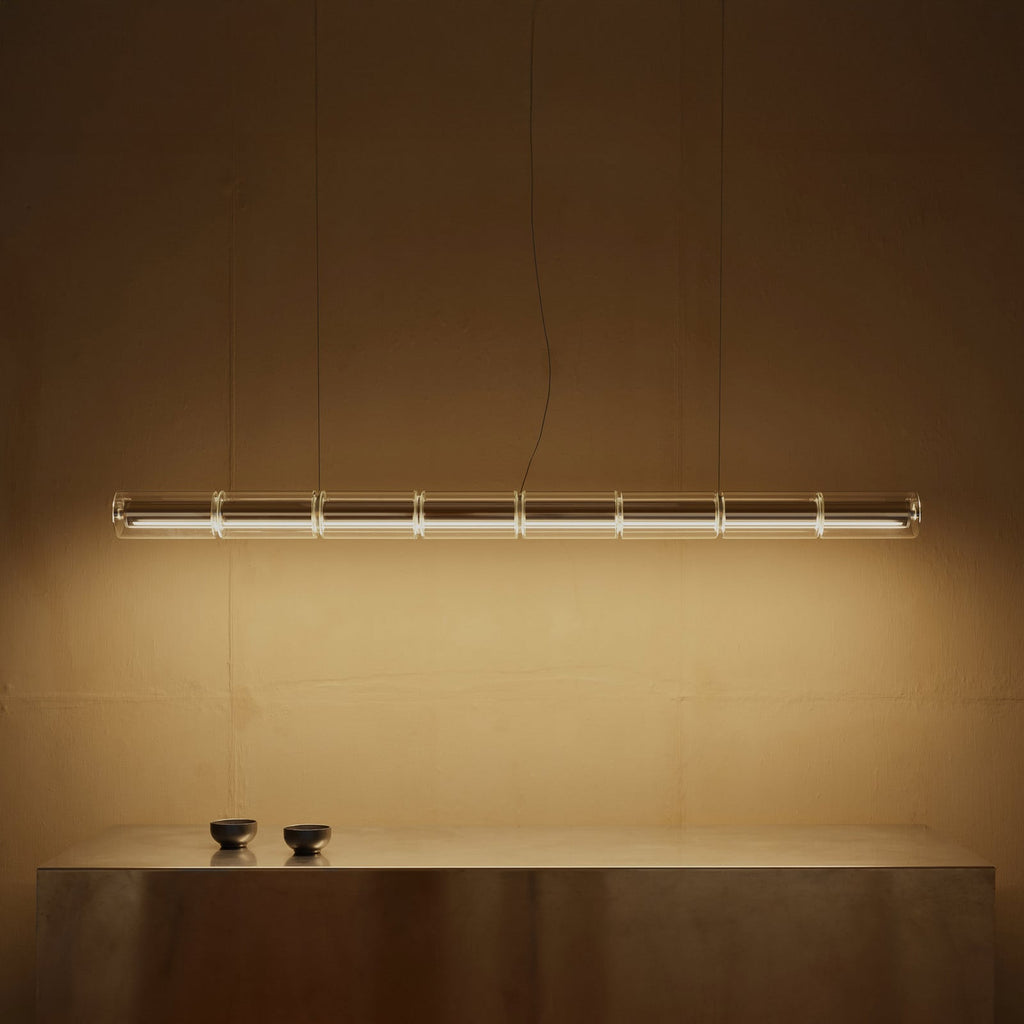 FLOS Luce Cilindrica LED pendant light, glass, 2,700 K
