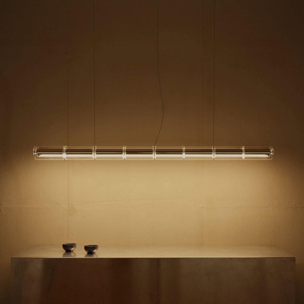 FLOS Luce Cilindrica LED pendant light, glass, 2,700 K