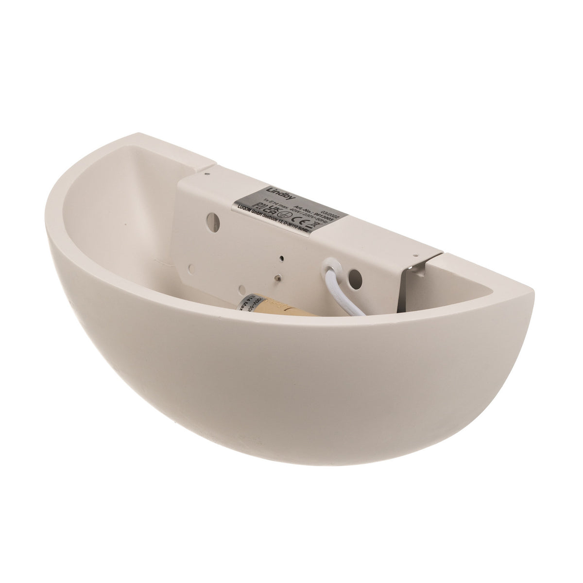 Lucande Pascali wall light, 5 in, white, plaster, can be painted