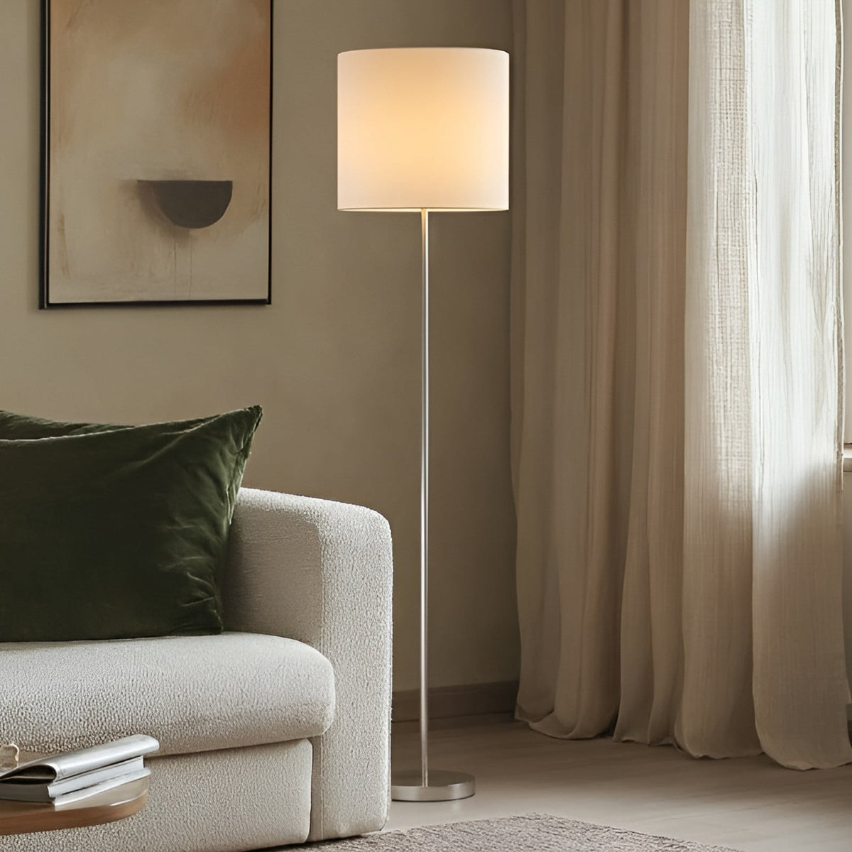 Parsa 65 3/4" White Fabric Floor Lamp