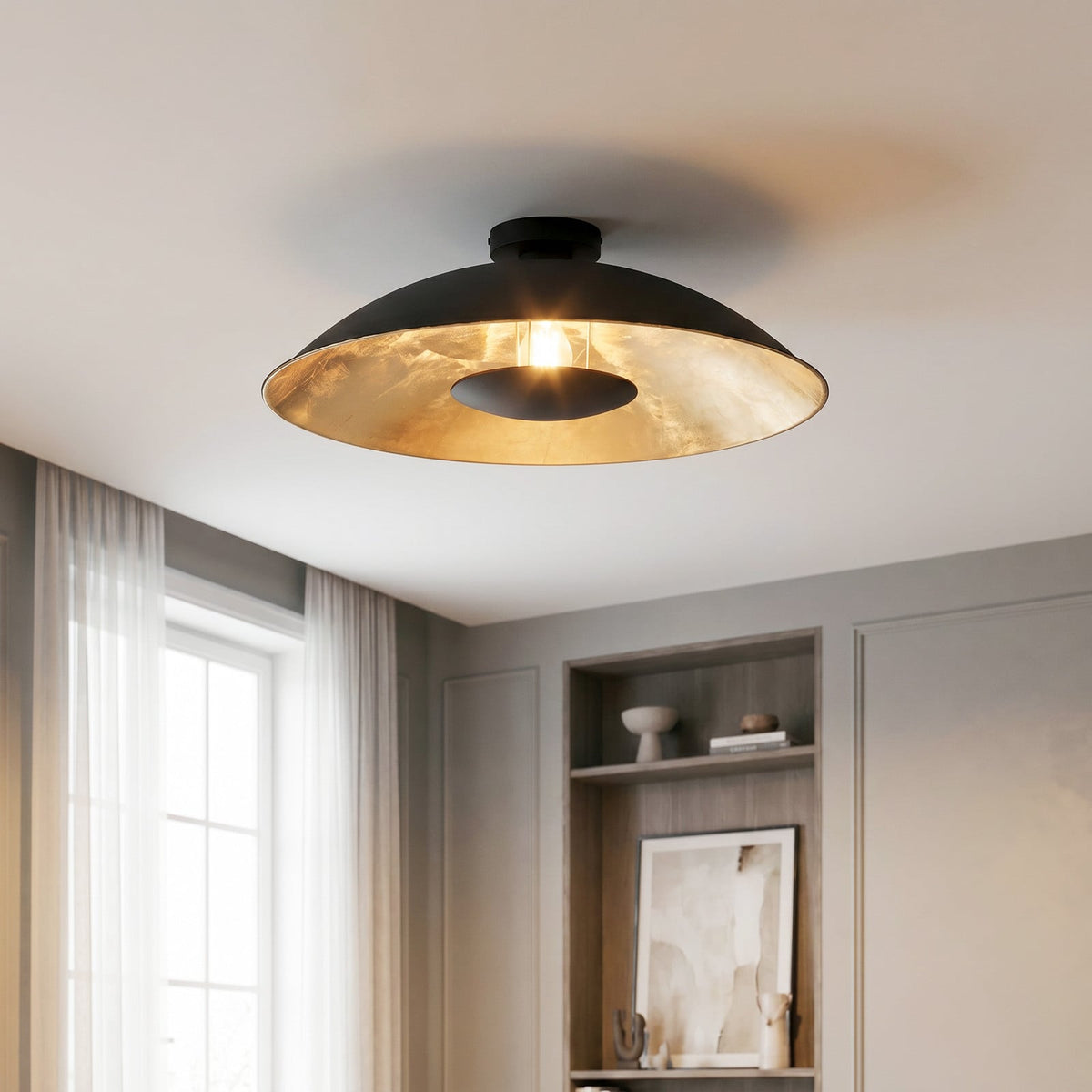 Lucande Emilienne ceiling light, 23.6 in, black and gold